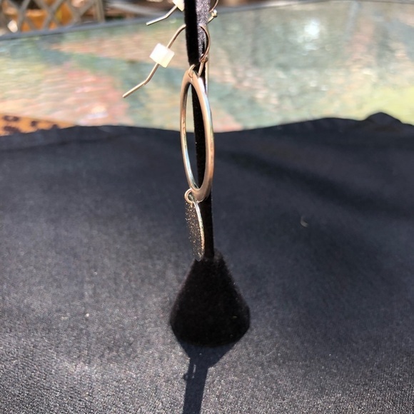 Silver Circle and Disk Dangle Earrings - Picture 4 of 5